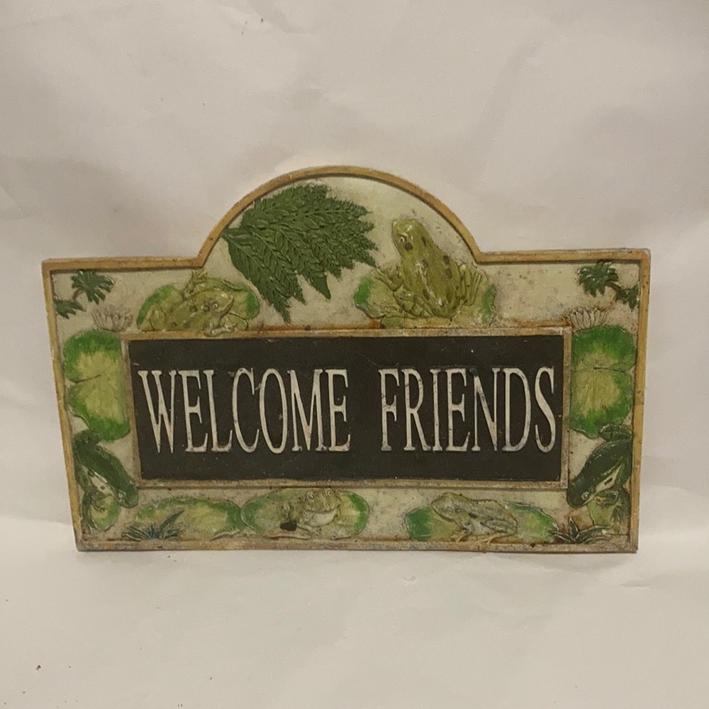 Welcome friends hand painted plaque
